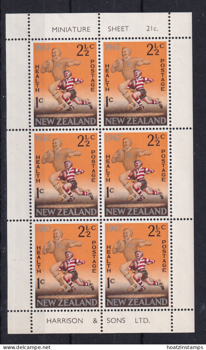 New Zealand: 1967   Health Stamps - Rugby Football   M/Ss   MNH (2) - Nuevos