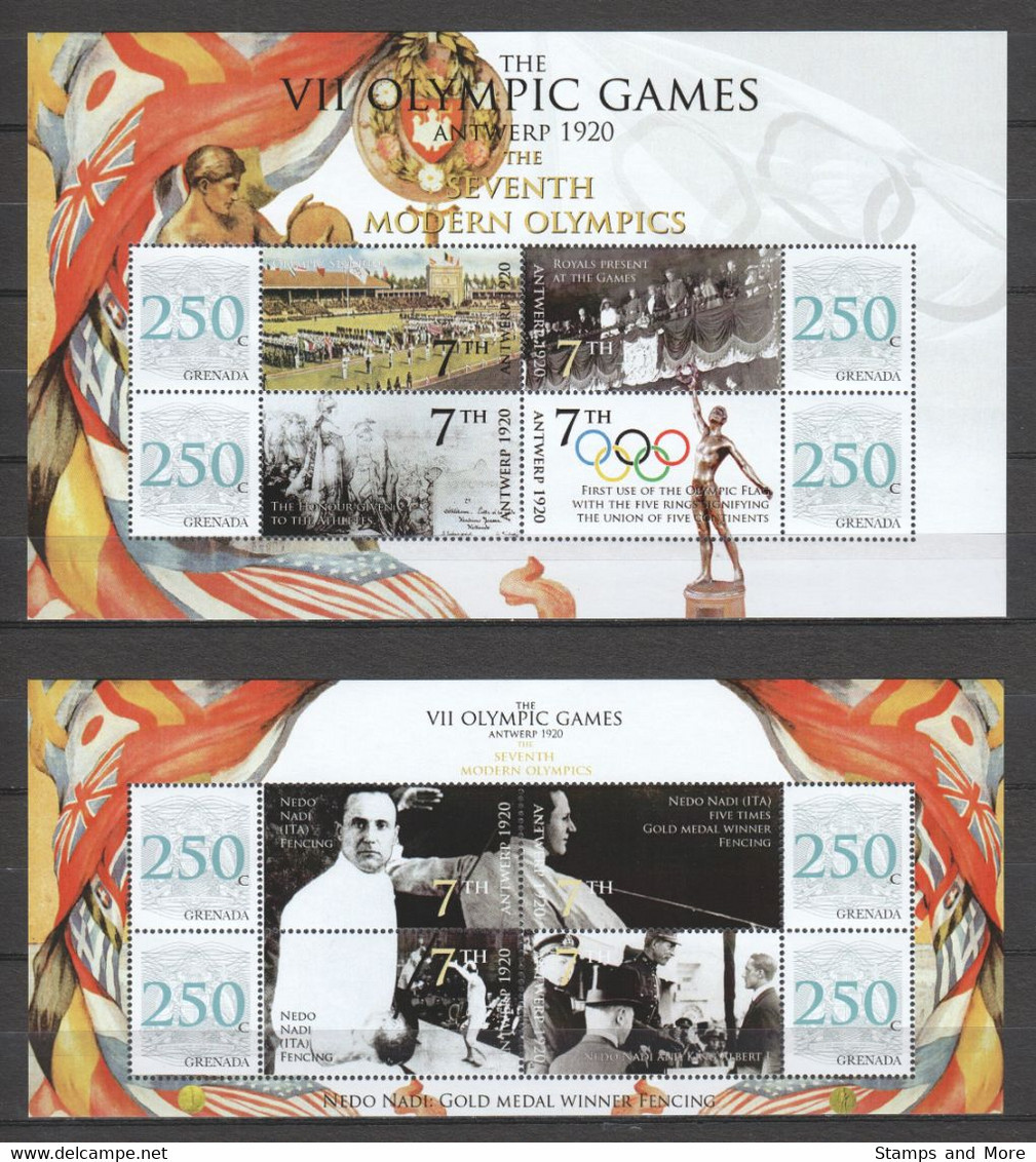 Grenada -  SUMMER OLYMPICS ANTWERP 1920 - Set 1 Of 2 MNH Sheets - Zomer 1920: Antwerpen