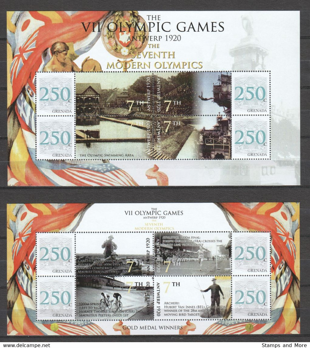 Grenada -  SUMMER OLYMPICS ANTWERP 1920 - Set 2 Of 2 MNH Sheets - Summer 1920: Antwerp