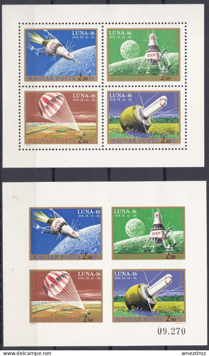 Hongrie 1971 PA 337-40 337a-40a ** ND Poste Aérienne - Luna 17  (1A) - Unused Stamps