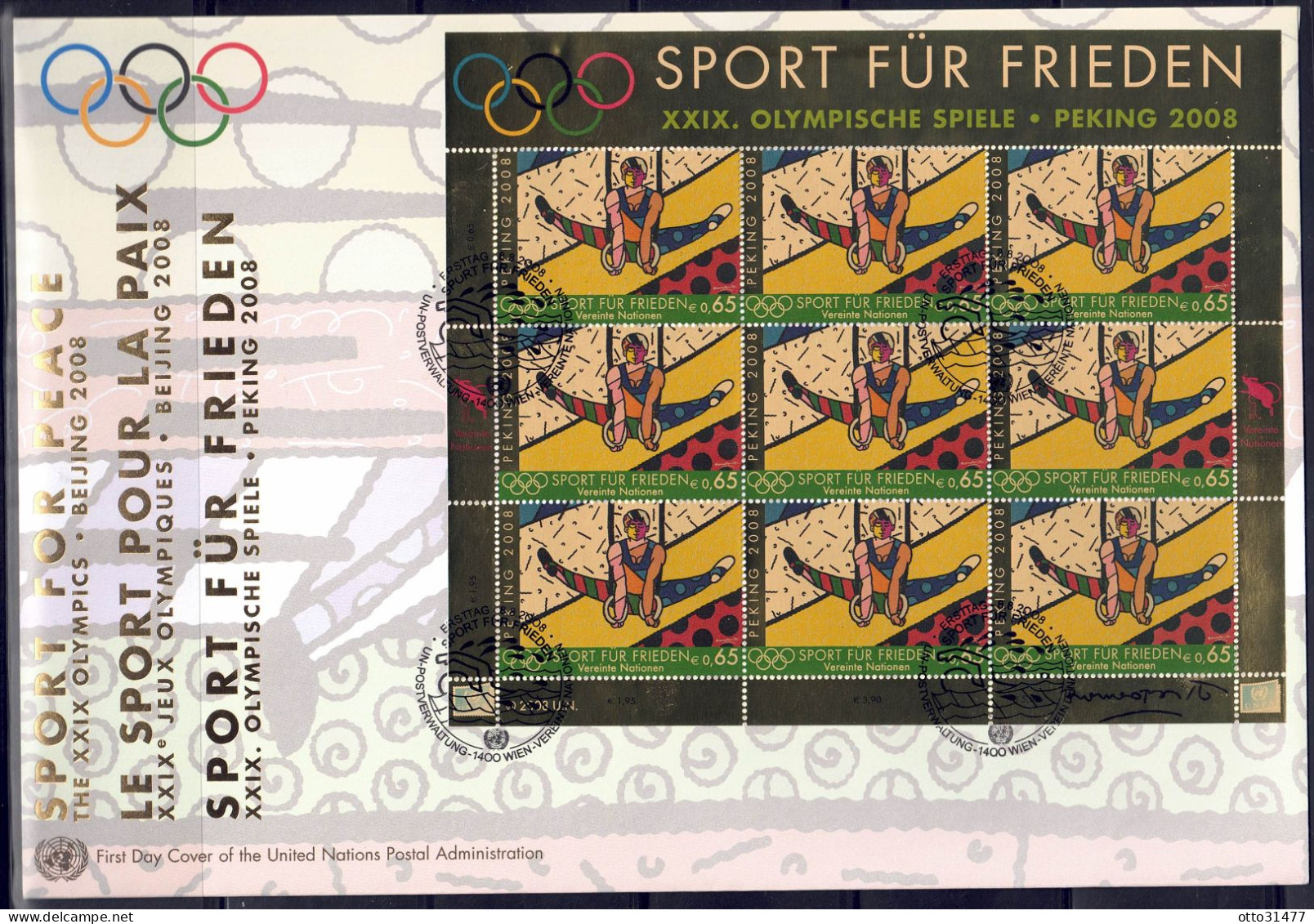 UNO Wien 2008 - Sport Für Frieden, FDC Mit 545 - 546 Im Kleinbogen - FDC