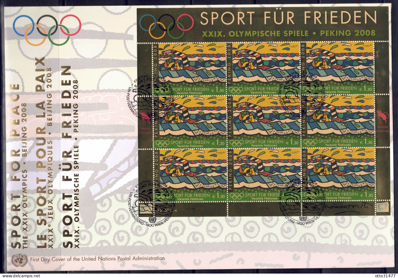 UNO Wien 2008 - Sport Für Frieden, FDC Mit 545 - 546 Im Kleinbogen - FDC