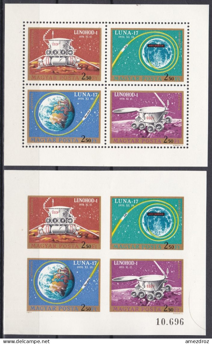 Hongrie 1971 PA 341-44 341a-44a ** ND Poste Aérienne - Luna 17 (1A) - Unused Stamps