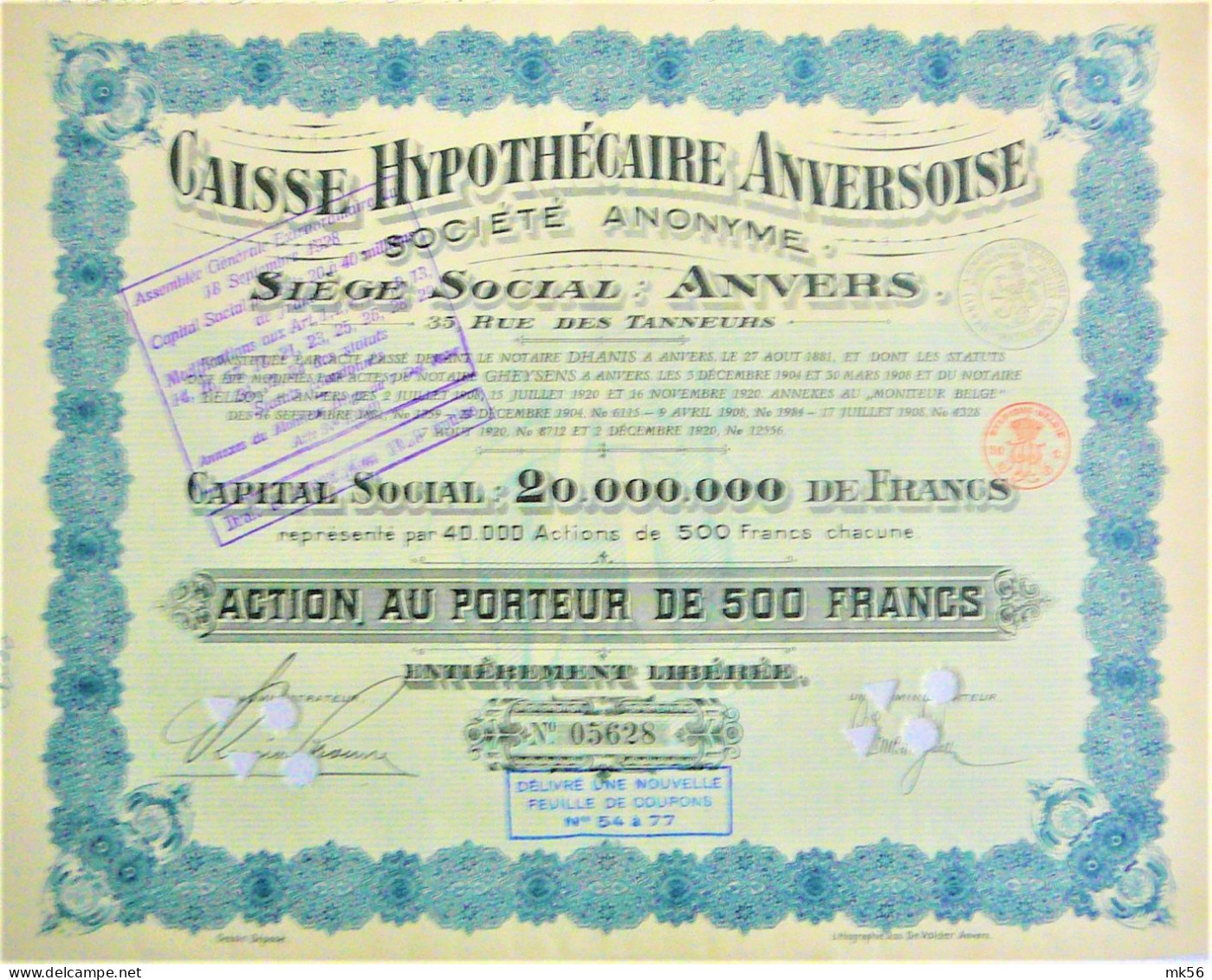 Caisse  Hypothecaire Anversoise (1881)  - Anhyp - Antwerpen - Banque & Assurance