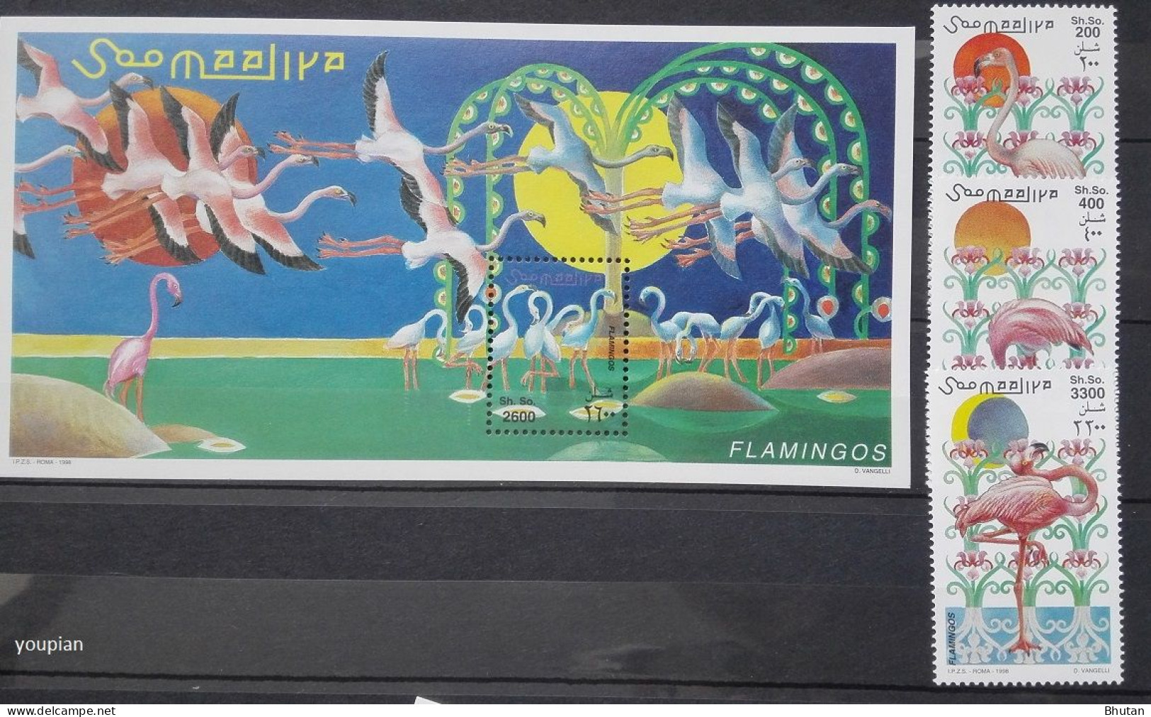 Somalia 1998, Flamingos, MNH S/S And Stamps Set - Somalia (1960-...)
