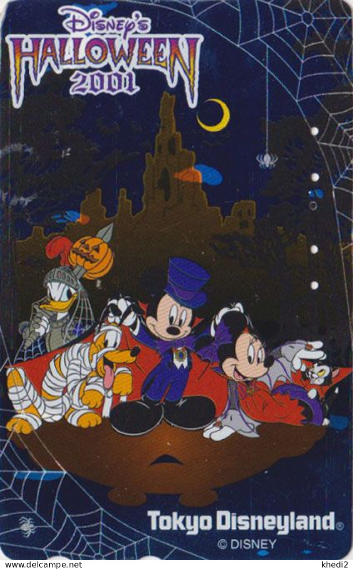 TC ARGENT JAPON / MF-1000260 - DISNEY - HALLOWEEN 2001 - JAPAN SILVER Free Phonecard / Spider Spinne - Disney