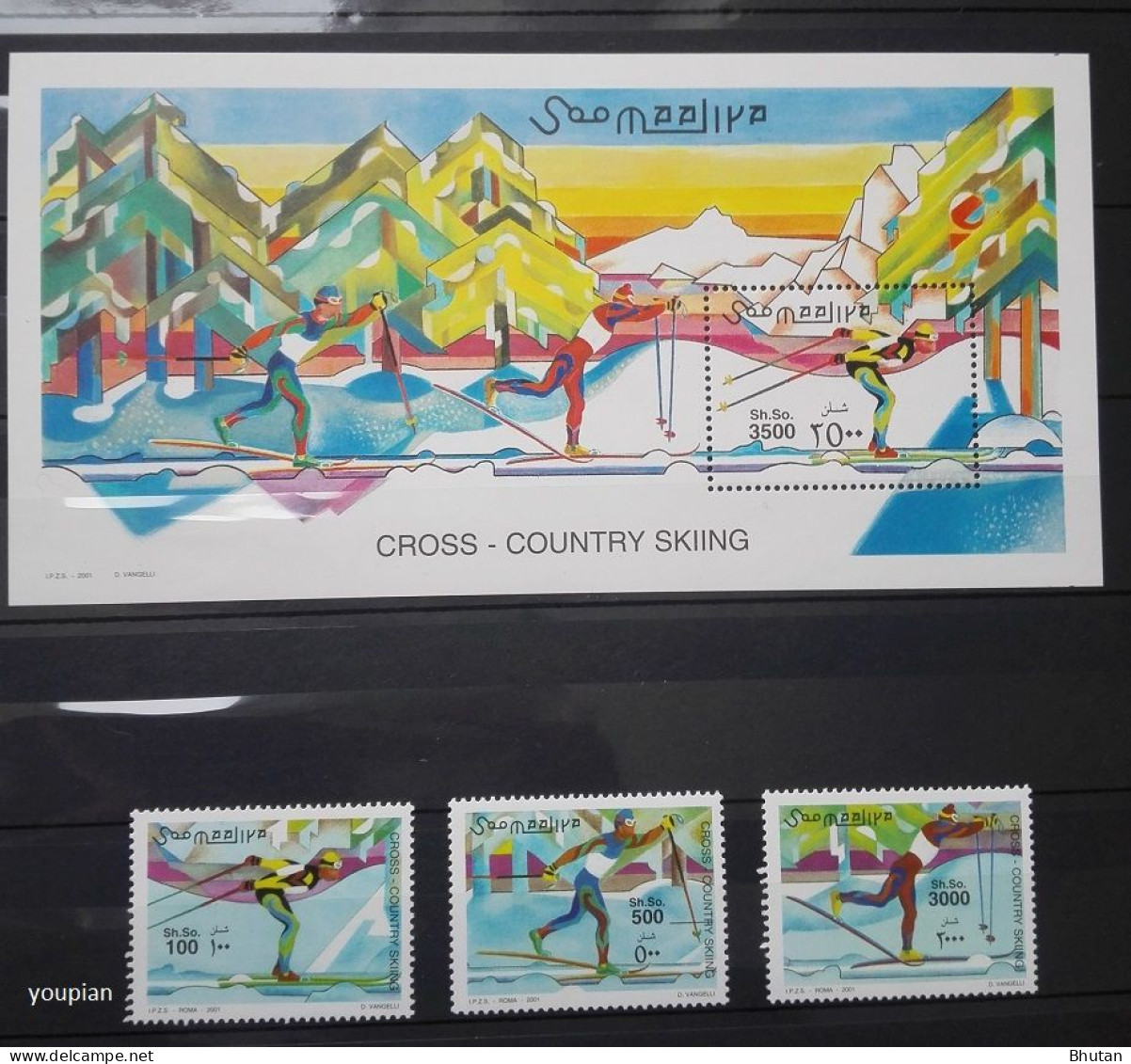 Somalia 2001, Cross - Country Skiing, MNH S/S And Stamps Set - Somalia (1960-...)