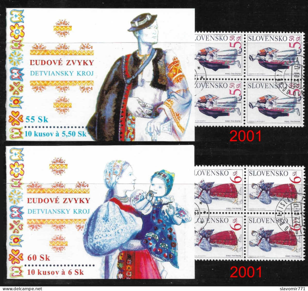 Slovakia 2000 ** Folk Clothes A+B ** Michel SK 388 - 389  ** CTO ** Slowakei ** Full Booklets - Other & Unclassified