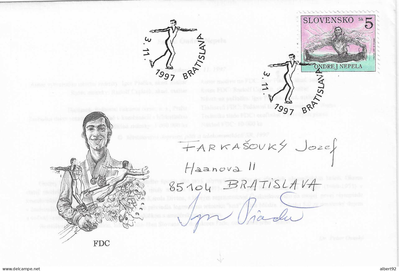 1997 Hommage à Ondrej Nepala Champion Olympique De Patinage Artistique Aux Jeux Olympiques De Sapporo 1972 - Pattinaggio Artistico