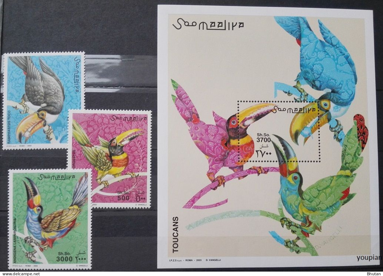 Somalia 2003, Toucans, MNH S/S And Stamps Set - Somalia (1960-...)