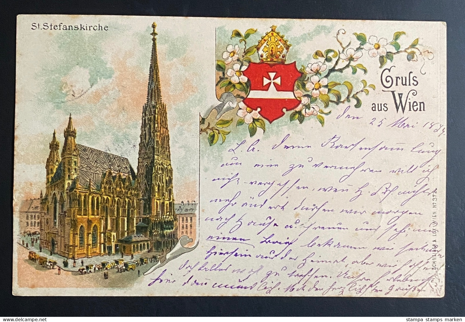 AK Litho Gruss Aus Wien St. Stephanskirche Gestempelt/o WIEN 1897 Ankunft KANDERN - Églises