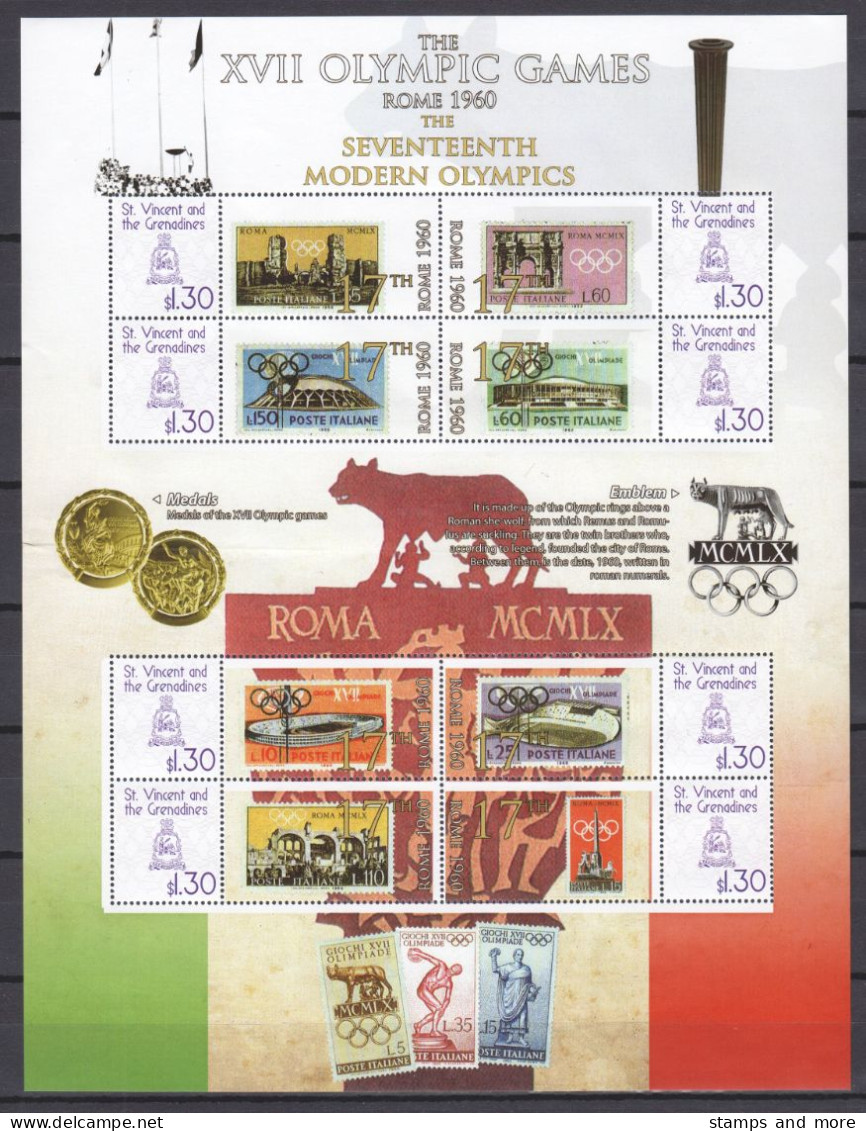 St Vincent Grenadines - SUMMER OLYMPICS ROMA 1960 - Large MNH Sheet - Estate 1960: Roma