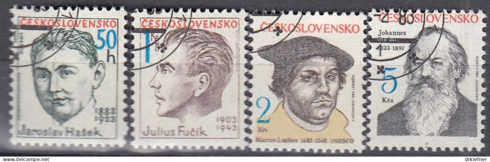 TSCHECHOSLOWAKEI  2699-2702, Gestempelt, Persönlichkeiten, Martin Luther, Johannes Brahms U.a., 1983 - Gebruikt