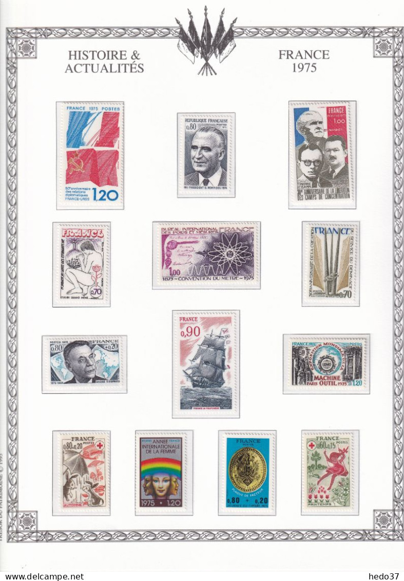 France Année Complète 1975 - N°1830/1862 - Neufs ** Sans Charnière - TB - 1970-1979