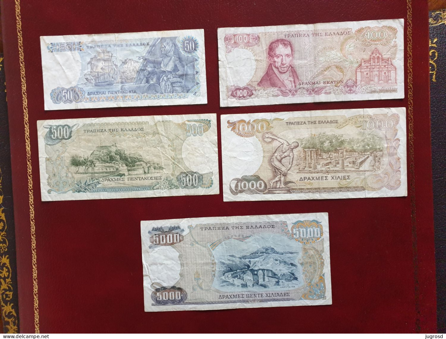 Lot De 6 Billets Espagne 1000 Pesetas 1971 SUP Et Grèce Série Complète Années 80 Incluant Le 5000 Drachmes - 1000 Pesetas