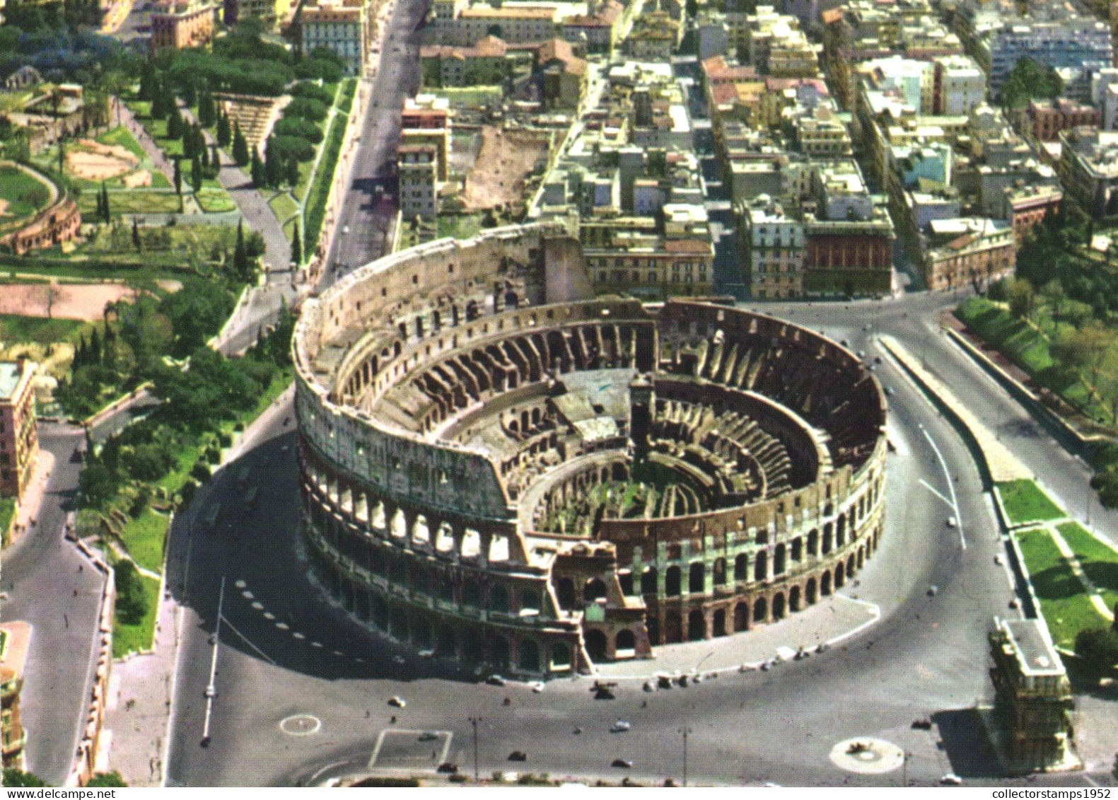 ROME, COLOSSEUM, ARCHITECTURE, PARK, CARS, ITALY, POSTCARD - Coliseo