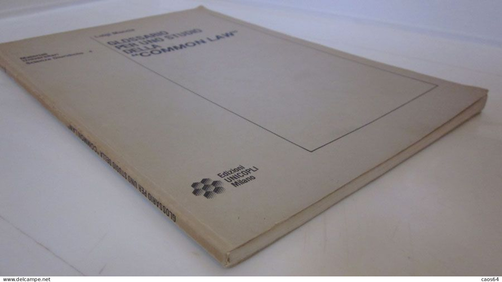 Glossario Per Uno Studio Della "COMMON LAW" Luigi Moccia UNICOPLI 1983 - Diritto Ed Economia