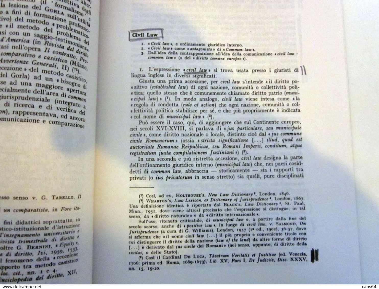 Glossario Per Uno Studio Della "COMMON LAW" Luigi Moccia UNICOPLI 1983 - Diritto Ed Economia