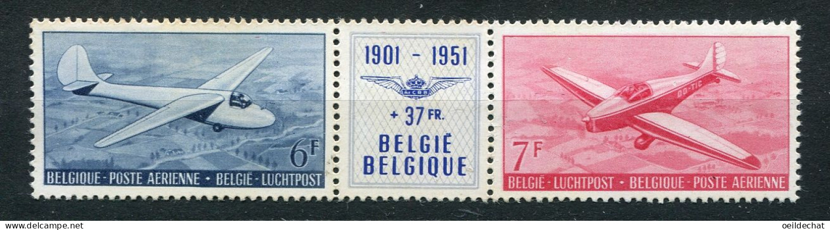 26276 Belgique  PA27A* Cinquantenaire De L'Aéro-Club  1951  TB - Postfris