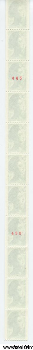 France, Yvert, Roulette N° 83**, 11 Timbres, Neuf, Liberté 2,00f, Rouge, Non Plié, Luxe, MNH - Coil Stamps