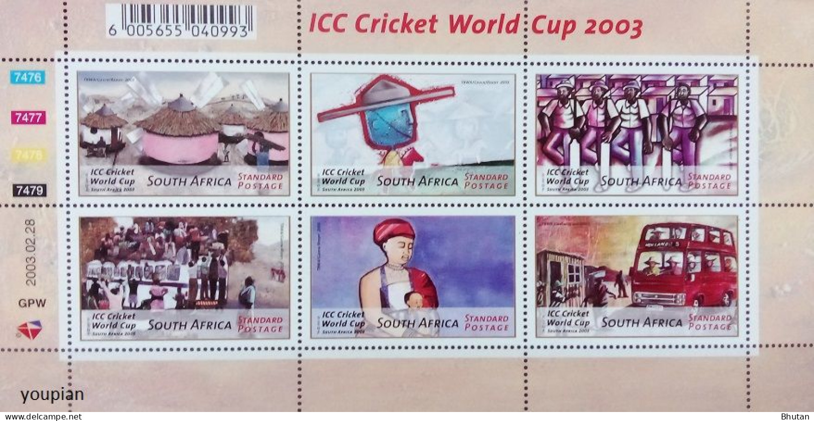 South Africa 2003, ICC Cricket World Cup 2003, MNH S/S - Nuovi