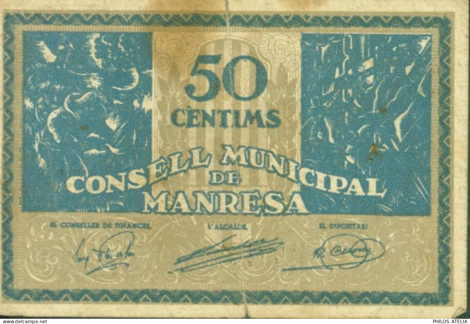 Espagne Guerre D'Espagne Billet 50 Centims Consell Municipal De Manresa - Autres & Non Classés