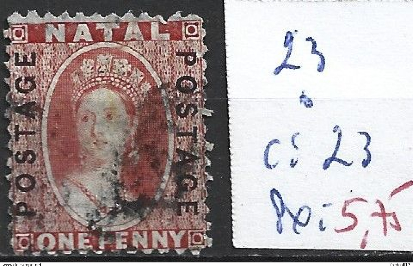 NATAL 23 Oblitéré Côte 23 € - Natal (1857-1909)