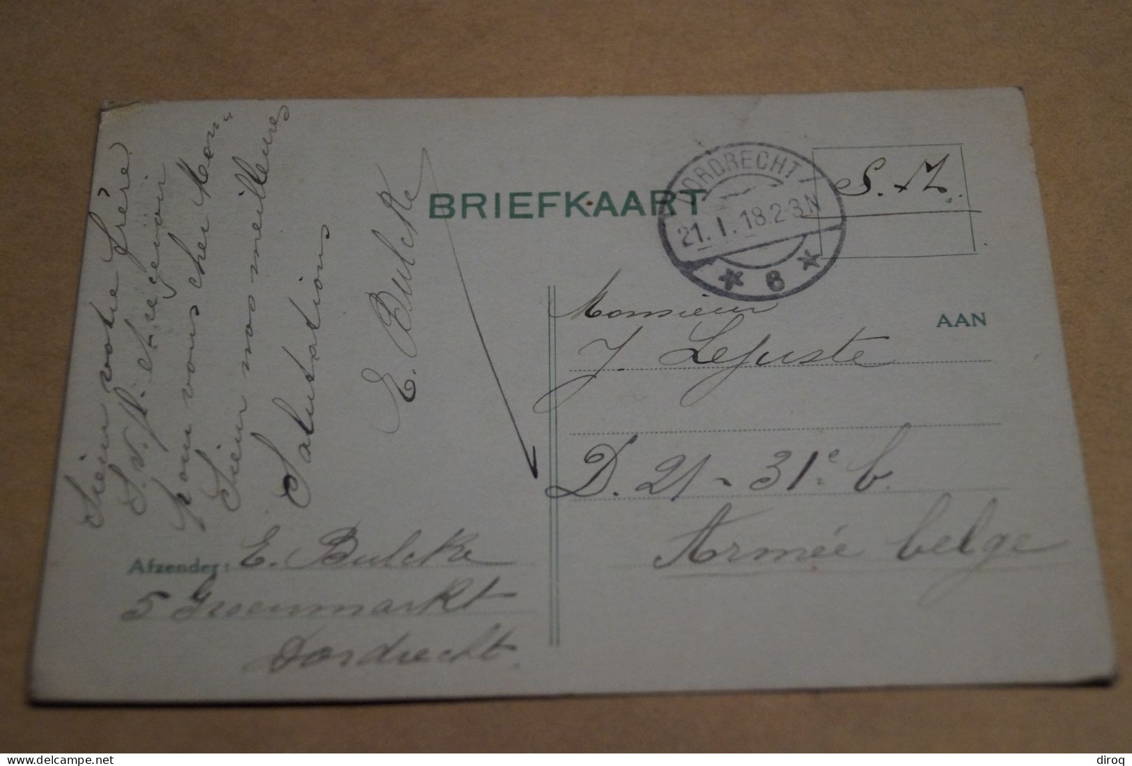 Bel Envoi Pays-Bas - Belgique ,guerre 14-18,censure,oblitération Militaire,original Pour Collection - Storia Postale