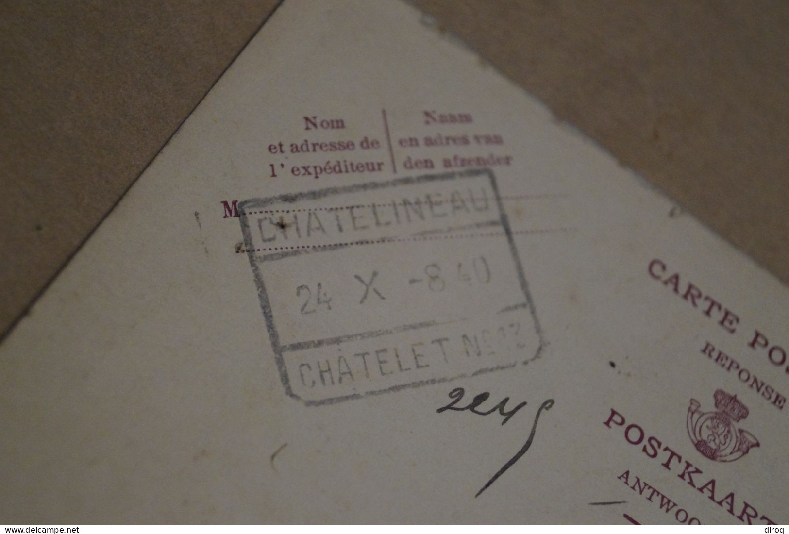 Bel Envoi PERDU,1940,oblitération De Chatelineau,original Pour Collection - Autres & Non Classés