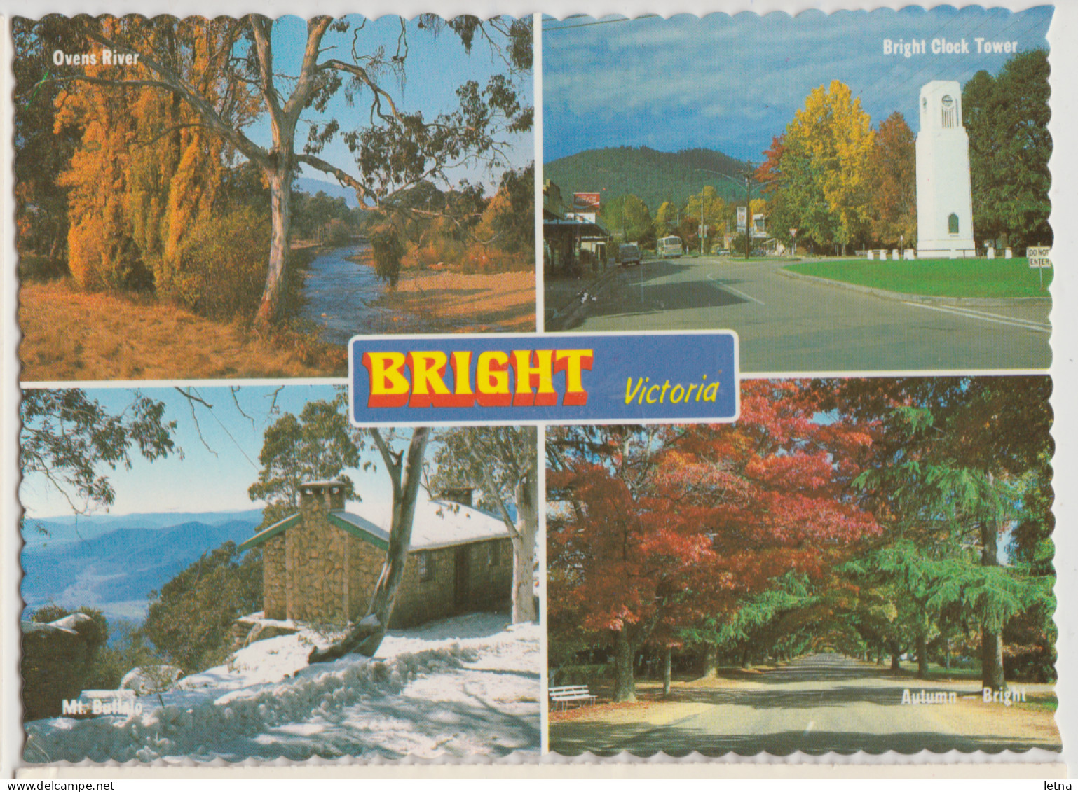 Australia VICTORIA VIC Multiviews Of BRIGHT Mt Buffalo Nucolorvue 12BR001 Postcard C1980s - Otros & Sin Clasificación