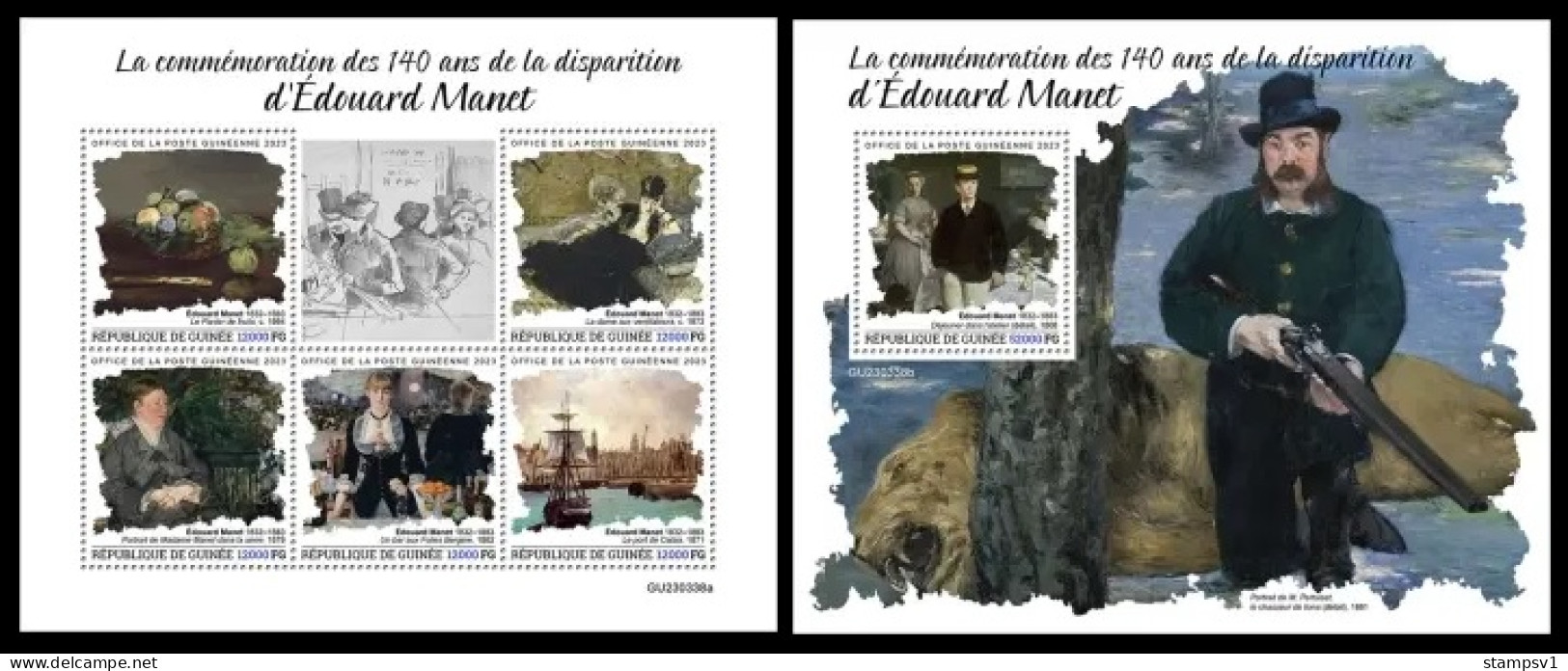 Guinea  2023 140th Memorial Anniversary Of Édouard Manet. (338) OFFICIAL ISSUE - Impressionismo