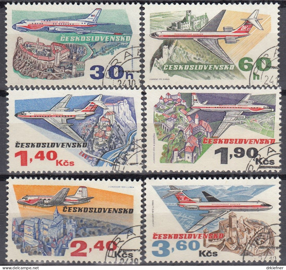TSCHECHOSLOWAKEI  2166-2171, Gestempelt, Flugzeuge, 1973 - Used Stamps