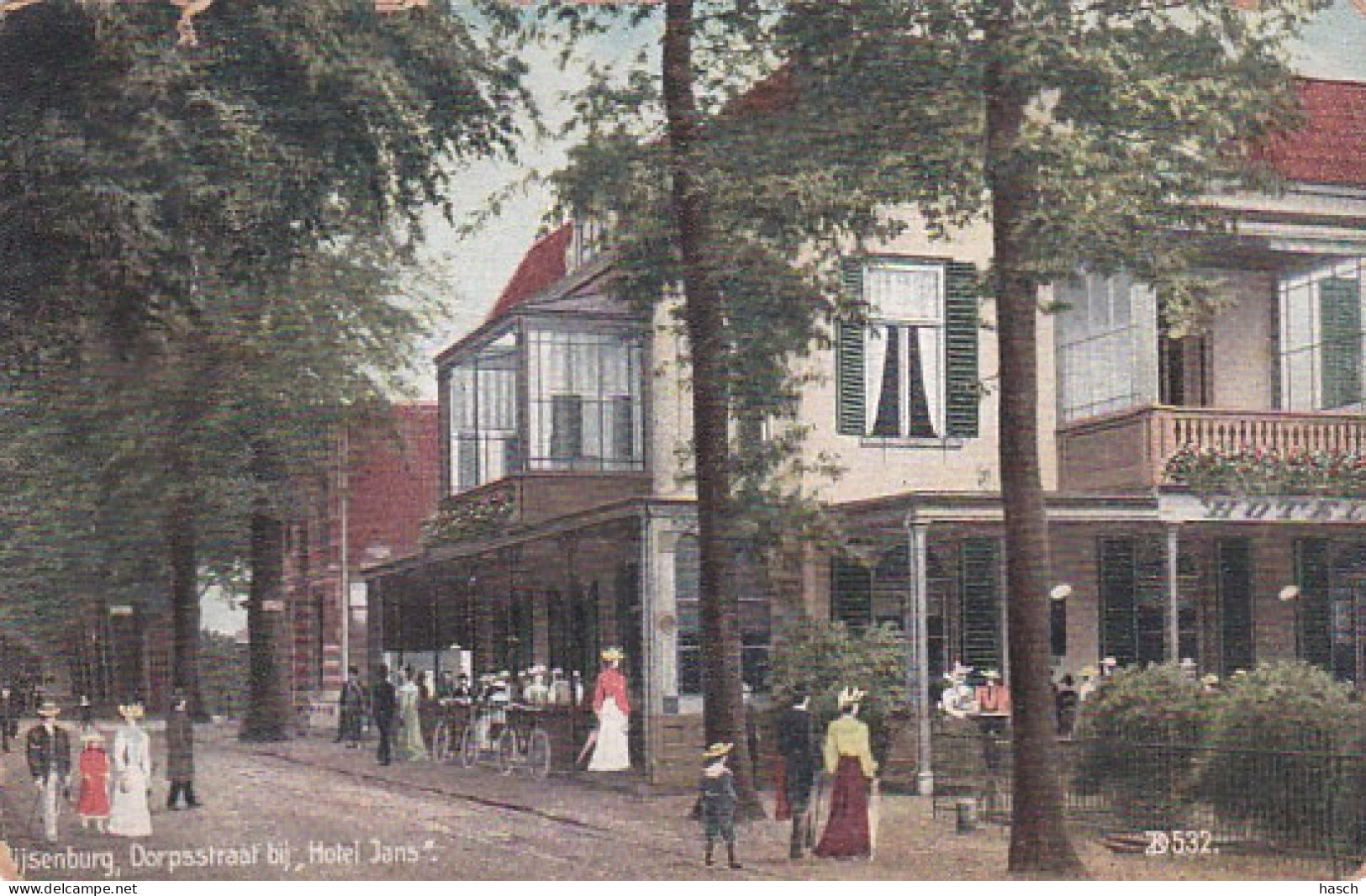 2603727Rijsenburg, Dorpstraat Bij ,,Hotel Jans’’. – 1908. (zie Hoeken En Randen) - Driebergen – Rijsenburg