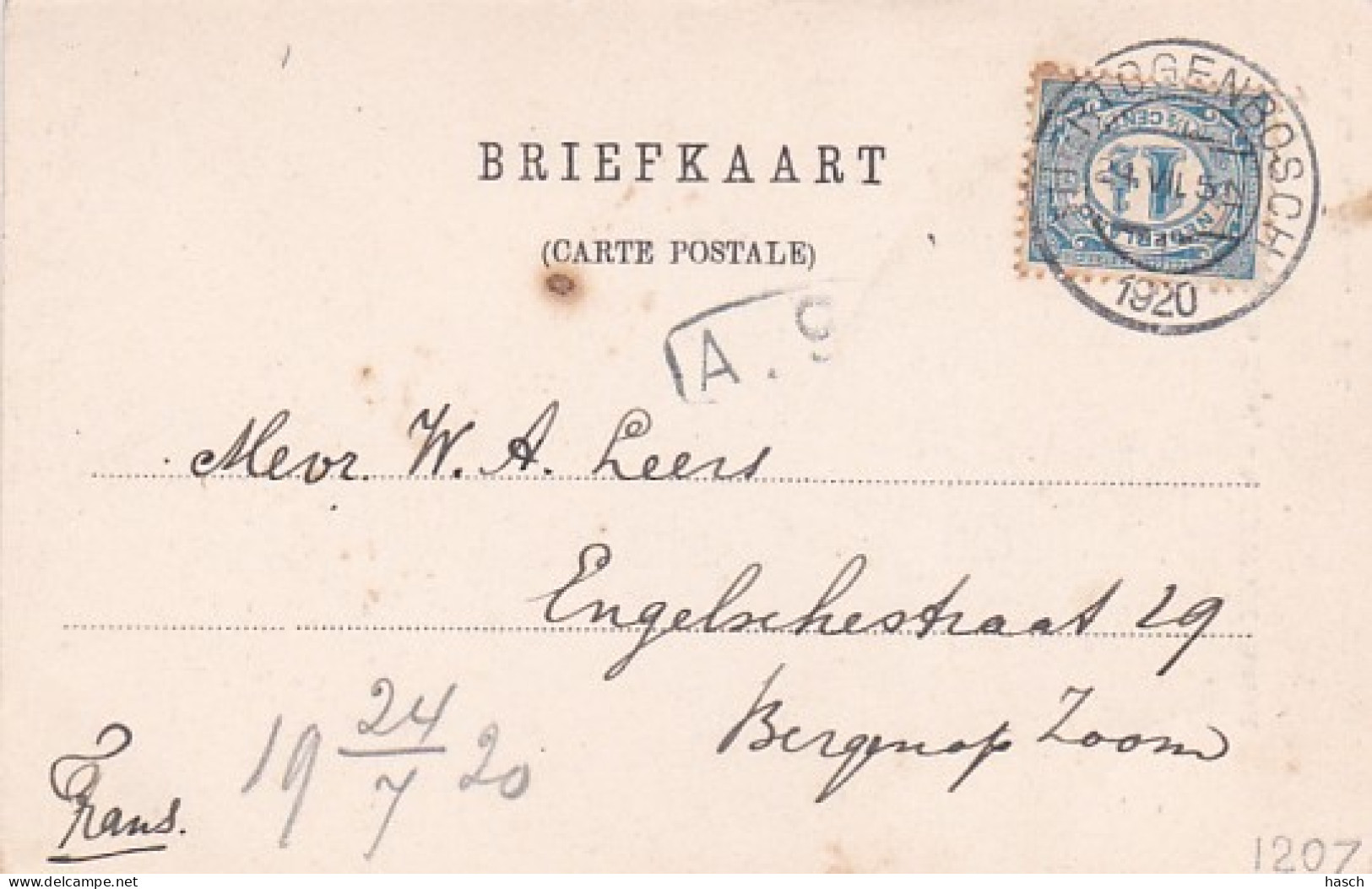 2603758's Hertogenbosch, De Oude Kapel. (poststempel 1920)(kleine Vouwen In De Hoeken) - 's-Hertogenbosch