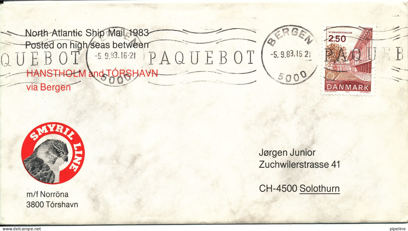 Denmark Cover Paquebot Smyril Line 5-9-1983 Posted On High Seas Between Hanstholm And Torshavn - Lettres & Documents