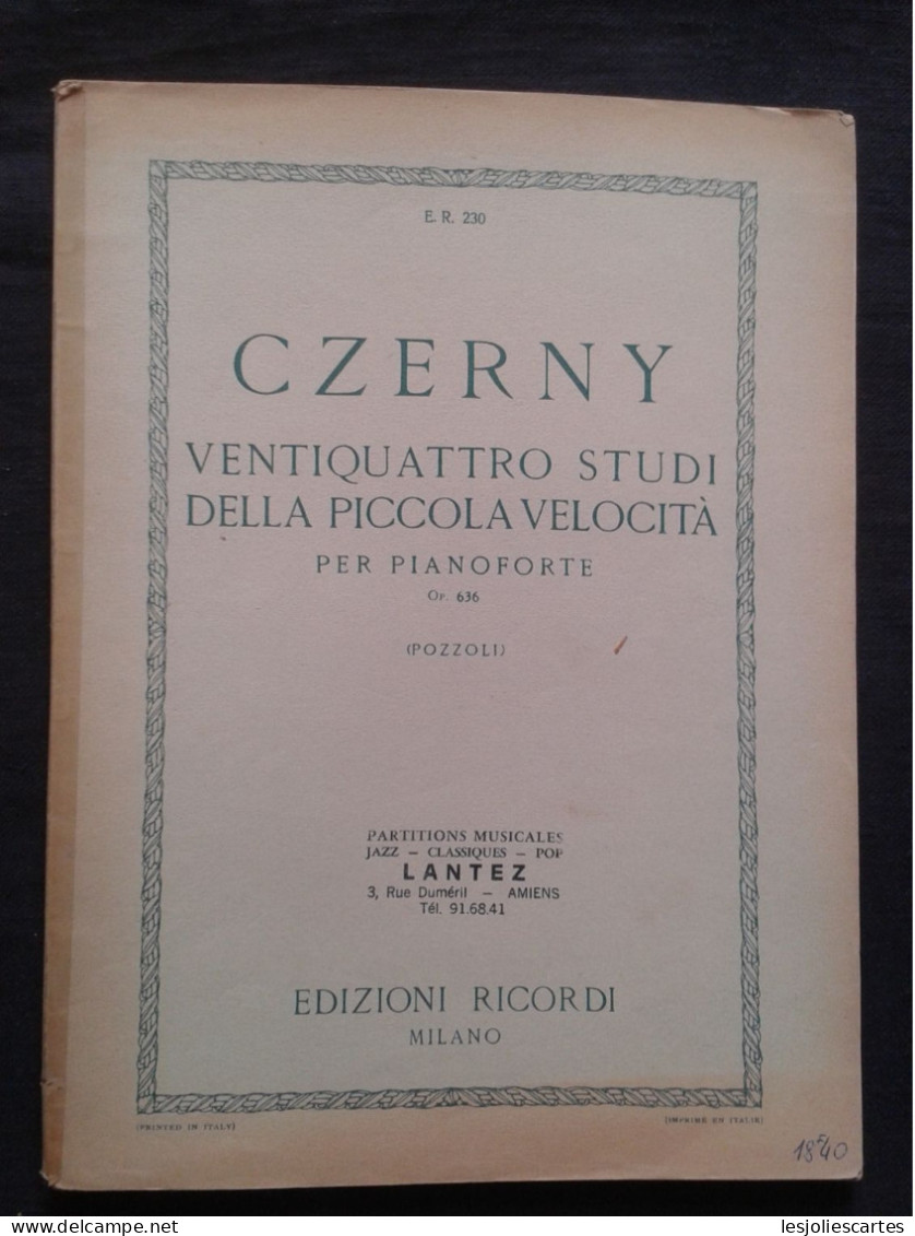 CZERNY 24 ETUDES DE LA VELOCITE OPUS 636 POUR PIANO PARTITION EDITIONS RICORDI - Instruments à Clavier