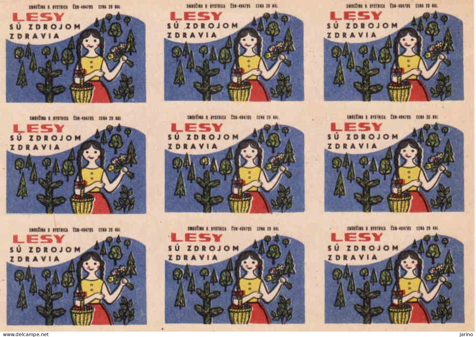 Slovakia - 9 Matchbox Labels - Forests Are A Source Of Health - Boites D'allumettes - Etiquettes