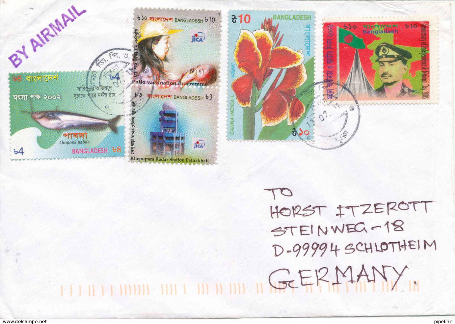 Bangladesh Cover Sent Air Mail To Germany 13-7-2011 Topic Stamps - Bangladesch