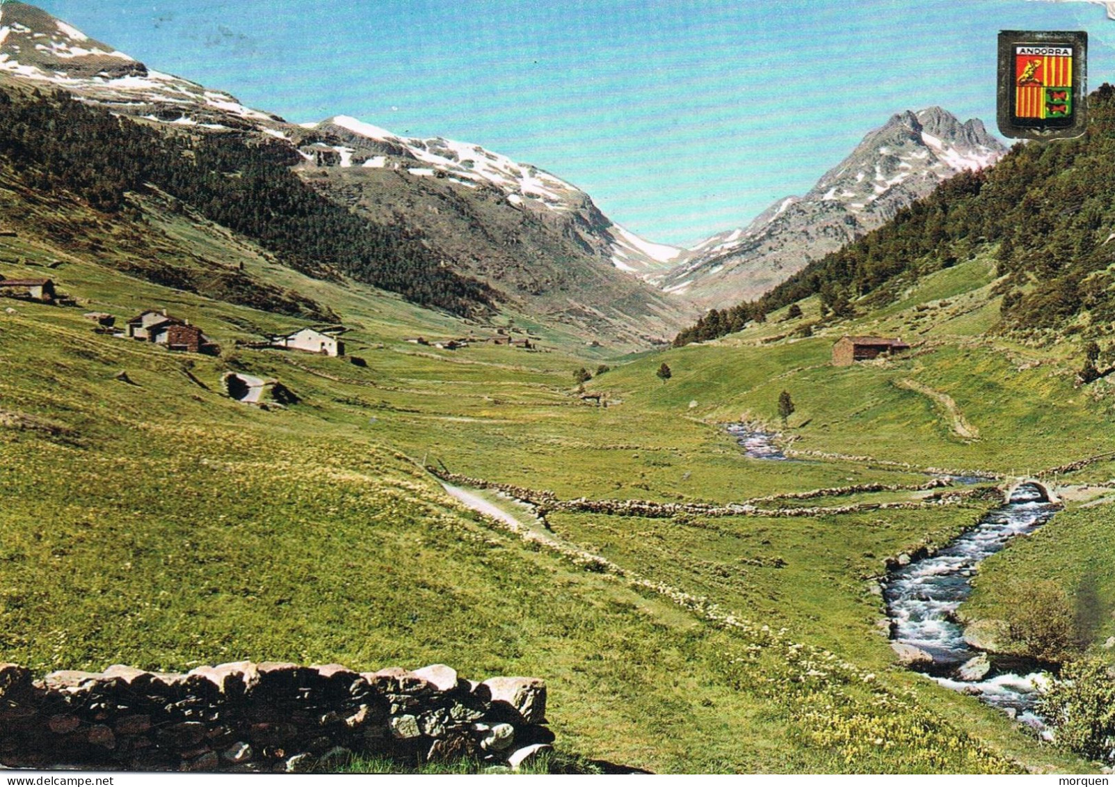 54139. Postal ANDORRA La VIEJA (Andorra Española) 1968. Vista  VALL D' INCLES - Lettres & Documents