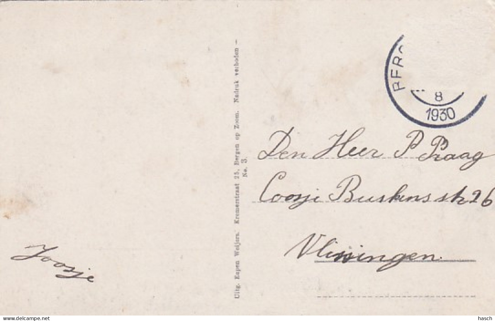 2604240Bergen Op Zoom, Korte Meesstraat (poststempel 1930)(zie Hoeken) - Bergen Op Zoom