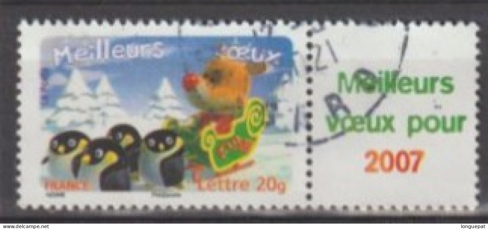 FRANCE - "Meilleurs Voeux" - Manchots Et Renne En Traineau - Used Stamps