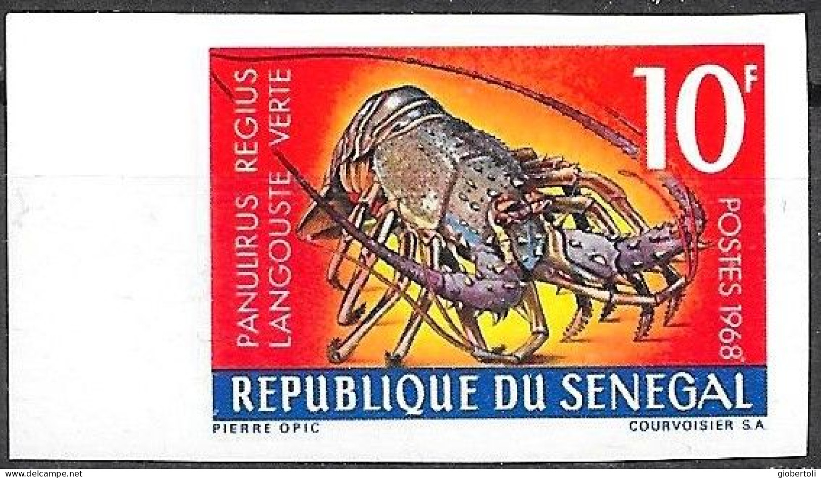Senegal/Sénégal: Non Dentellati, Imperforate, Non Dentelé, Panulirus Regius (aragosta Verde, Green Lobster, Homard Vert) - Crostacei