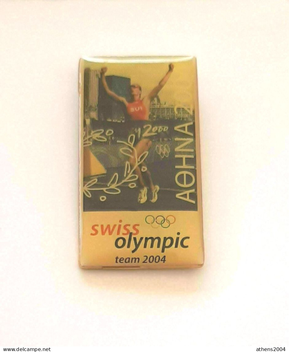 Athens 2004 Olympic Games - Switzerland Dated NOC Pin, Athletics Version #1 - Jeux Olympiques