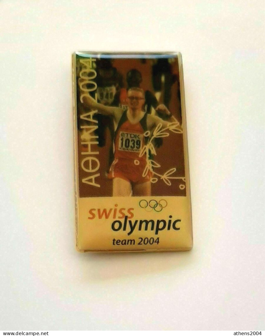 Athens 2004 Olympic Games - Switzerland Dated NOC Pin, Athletics Version #2 - Jeux Olympiques