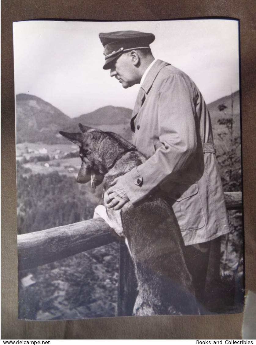 Hitler, Private Life, With German Shepherd Dog Blondi. 18x24 Cm Reproduction Found In A Journalist's Archive * Ref. 071 - Guerra, Militari