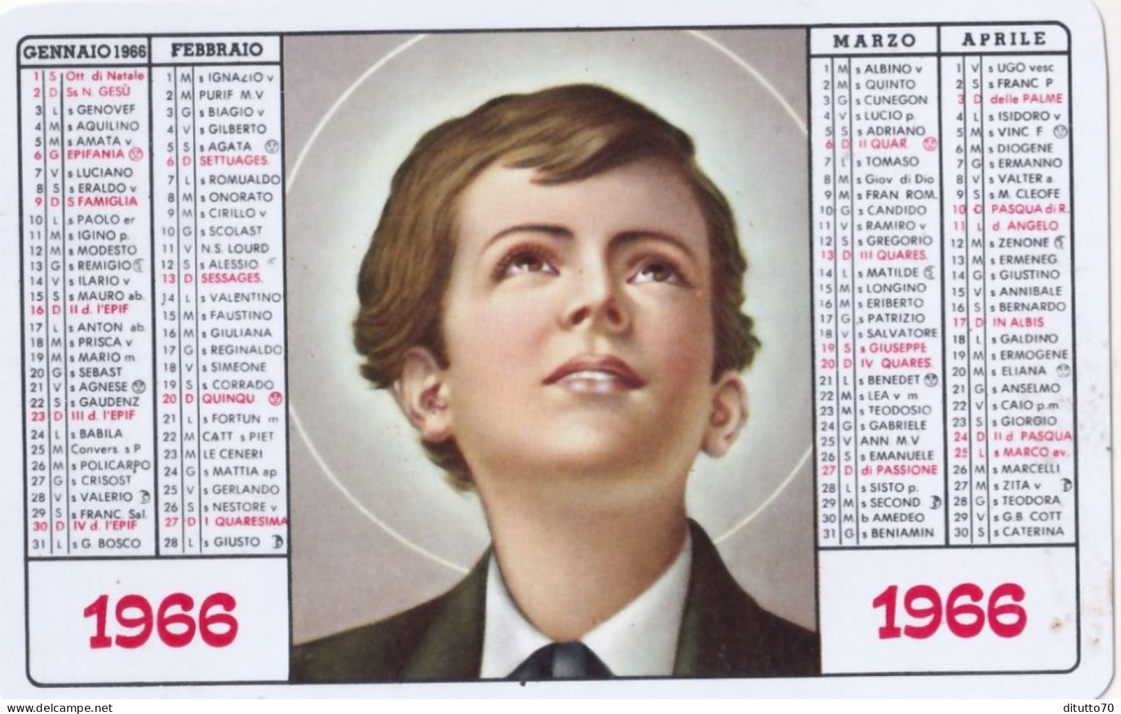 Calendarietto - S.domenico Savio - Gemma Fulgida Nella Densa Coorte Dei Giovani Vincitori Del Mondo - Pio XII - Anno 196 - Kleinformat : 1961-70