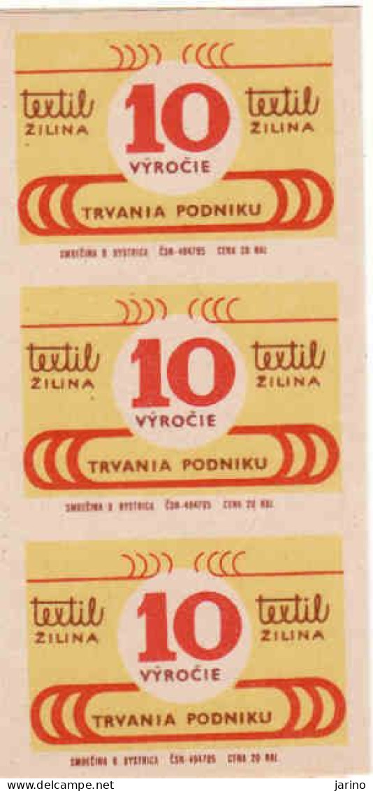 Slovakia - 3 Matchbox Labels - TEXTIL ŽILINA - 10 Years - Boites D'allumettes - Etiquettes