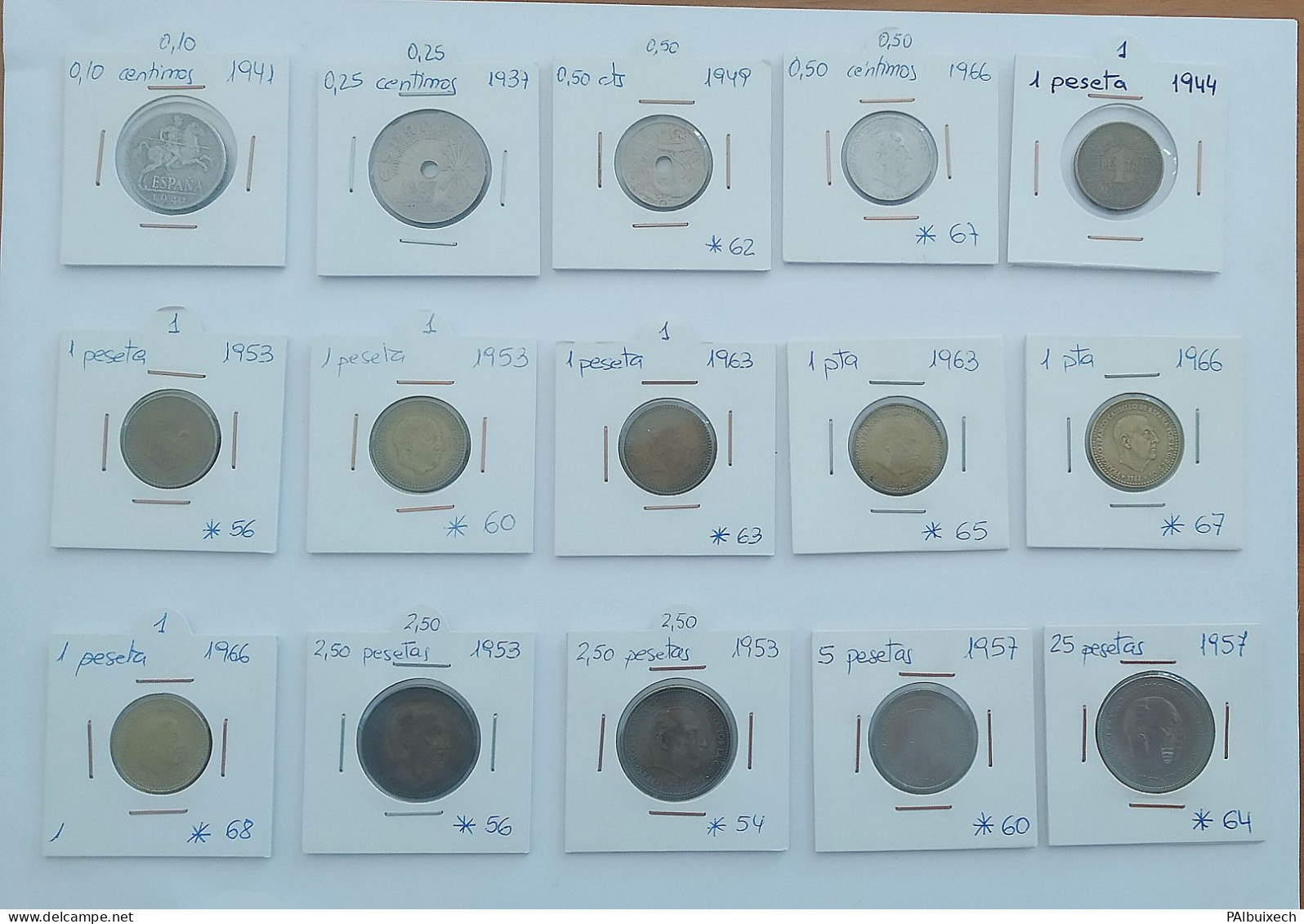 Lote De 15 Monedas Franco De Varios Valores Y Fechas - 1 Peseta