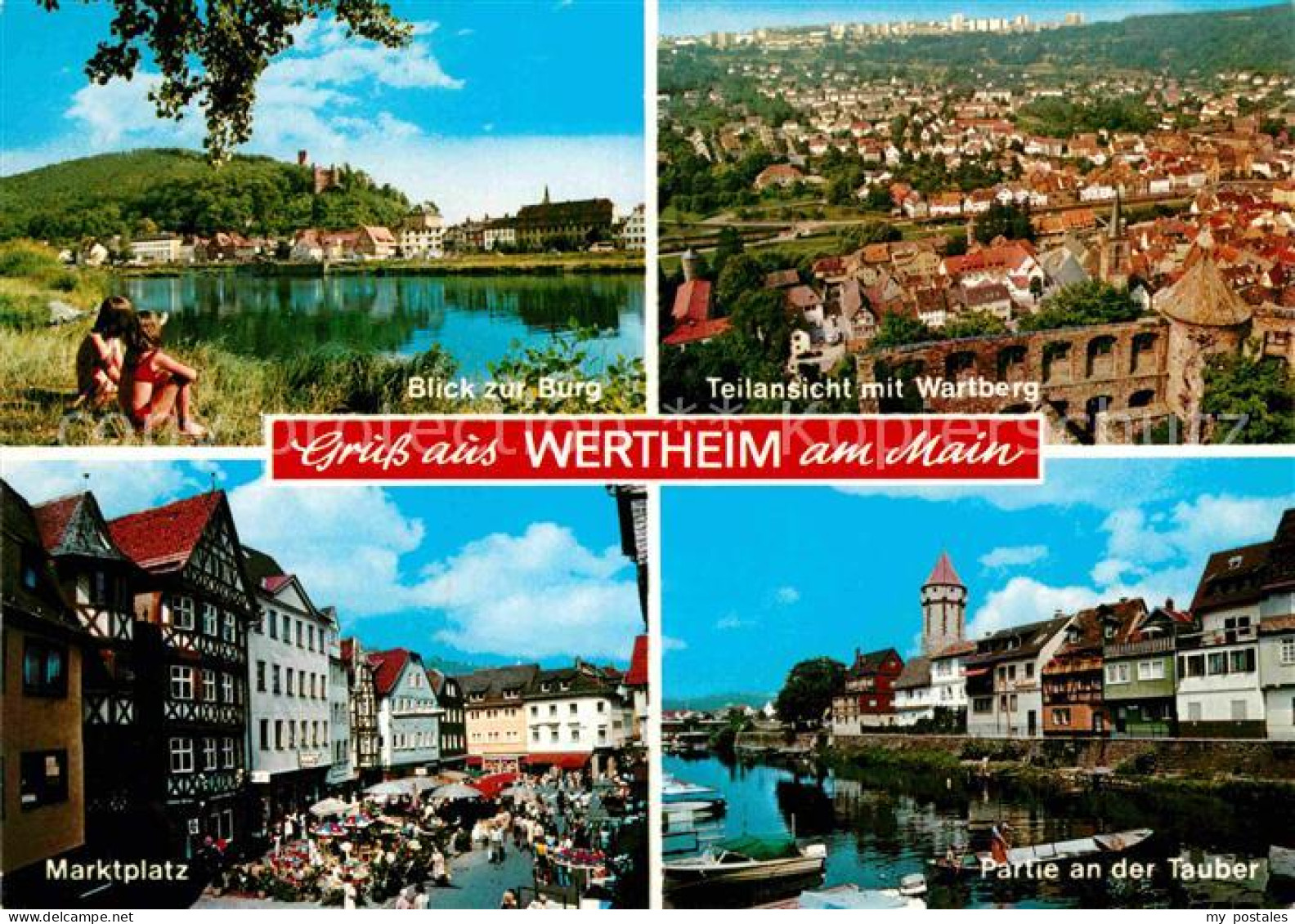 72847760 Wertheim Main Blick Zur Burg Wartberg Partie An Der Tauber Marktplatz W - Wertheim