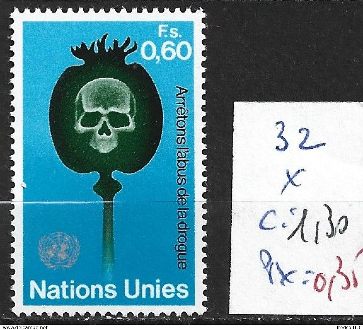 NATIONS UNIES OFFICE DE GENEVE 32 * Côte 1.30 € - Ongebruikt